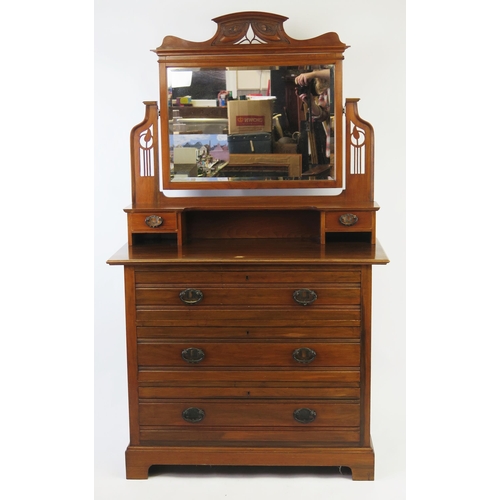 1519 - A late Victorian satin walnut dressing table, with rectangular mirror plate, containing three long g... 