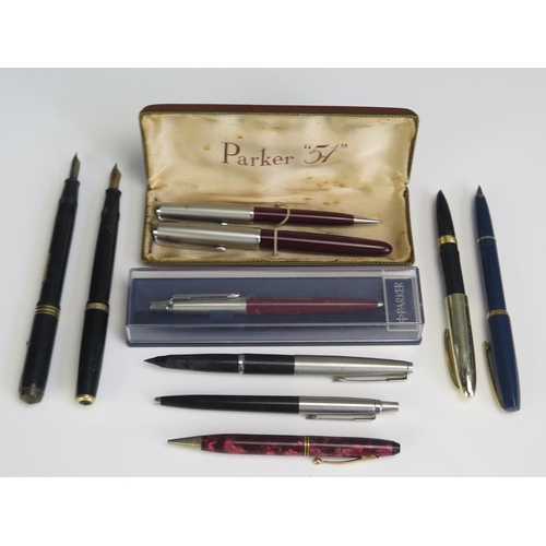 1567 - A collection of assorted fountain pens, ball point pens etc.