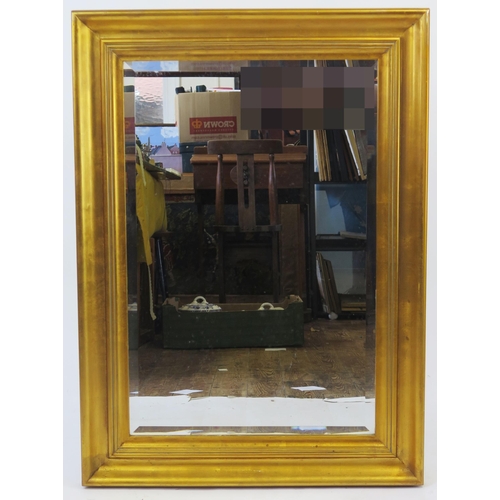 1592 - A modern gilt frame mirror with rectangular bevelled mirror plate overall size, 95cm x 71cm.