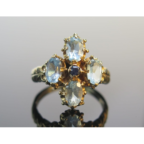 163 - A 9ct Gold, Sapphire and Topaz? Dress Ring, 18.1mm head, size O.5, 4g