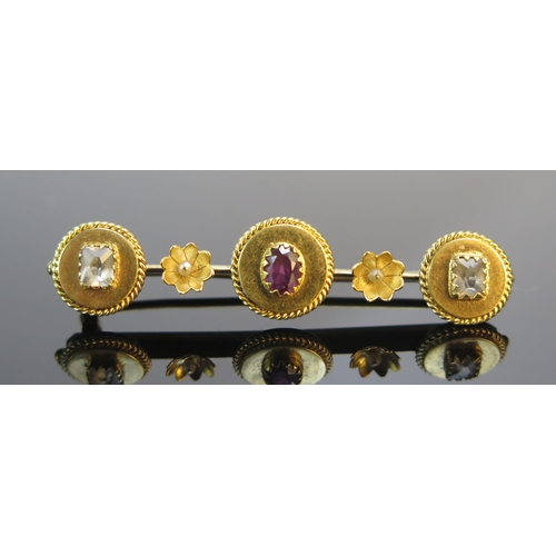 167 - A Victorian High Carat Precious Yellow Metal and Paste Brooch, 49.7mm, KEE tests as 15ct, 4.2g.  UNL... 