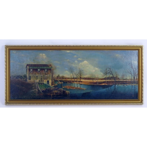 1679 - An Eighteenth Century Style Castle and River Scene, oil on panel, 59x49cm and one other of a riversi... 