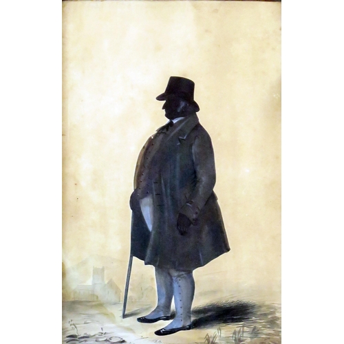 1681 - A 19th Century Fill Length Silhouette of a Portly Gentleman, 27x18cm, F&G