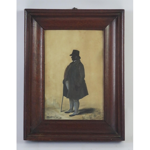 1681 - A 19th Century Fill Length Silhouette of a Portly Gentleman, 27x18cm, F&G