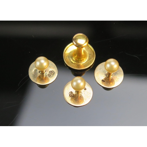 186 - Three 15ct Gold and Seed Pearl Studs (3.28g) and a 9ct gold stud (1.28g)