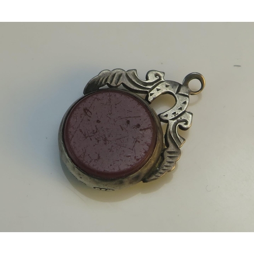 195 - A Victorian Silver, Bloodstone and Carnelian Fob, Birmingham 1886, 28.5mm drop