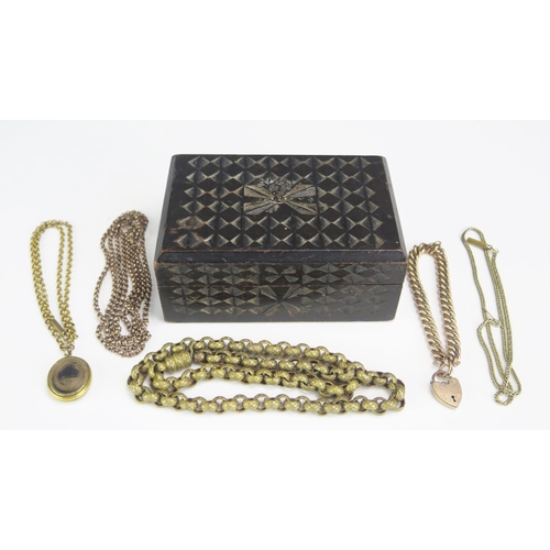 281 - A Selection of Gilt Metal Chains and a curb link bracelet