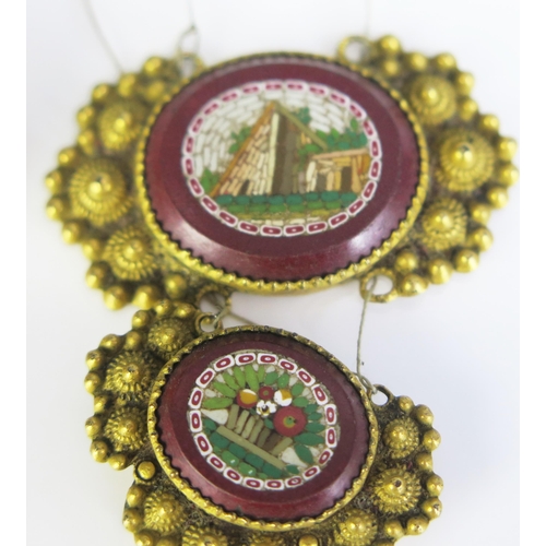 285 - Three 19th Century Micro Mosaic and Gilt Metal Panels from a bracelet (c. 22x19mm largest panel only... 