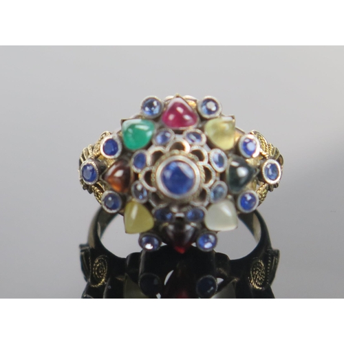 304 - A 14K Gold and Multi Stone Set Dress Ring, size M.25, 8.53g