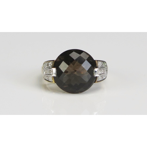 356 - A 9ct Gold, Smoky Quartz and Diamond Dress Ring13.8mm principal stone, size N, 5.3g