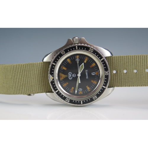 403 - A CWC Military Navy Divers Watch, the back no. 055.6645-99 7573314, crows foot, 313 95. Running