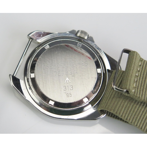 403 - A CWC Military Navy Divers Watch, the back no. 055.6645-99 7573314, crows foot, 313 95. Running