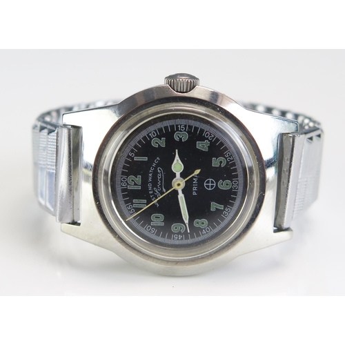 409 - A West End Watch Company Prima Military Wristwatch, 10mm case, back with crow's foot and no. D 4236 ... 