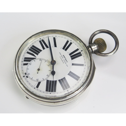 422 - An Asprey Goliath Pocket Watch, 68.5mm case with enamel dial and subsidiary seconds dial, Atlas Watc... 