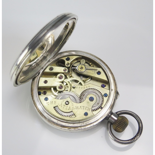 422 - An Asprey Goliath Pocket Watch, 68.5mm case with enamel dial and subsidiary seconds dial, Atlas Watc... 