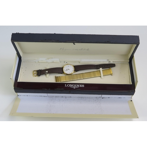 441 - A LONGINES Gold plated Quartz Watch. Boxed and running