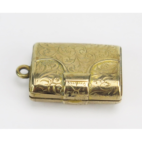 45 - A Precious Yellow Metal Locket in the form of a bag with chased foliate decoration, KEE tests as 9ct... 