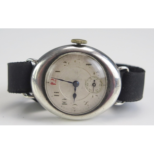 450 - A Silver Cased Ladies Manual Wind Wristwatch, London 1916. Running