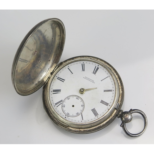 457 - A Victorian Silver Cased Full Hunter Pocket Watch, 43mm case, London 1960, movement signed Rossiter.... 