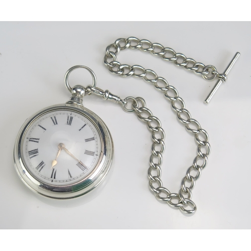 459 - A Victorian Pair Cased Silver Pocket Watch, 39.6mm inner case, both London 1884, the chain driven fu... 