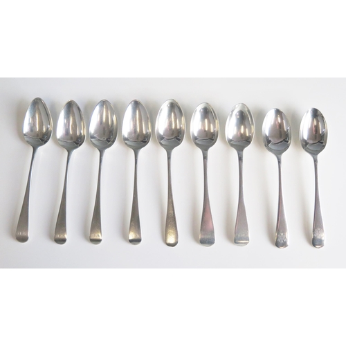 510 - A collection of assorted silver Old English pattern teaspoons, various makers and dates, some initia... 