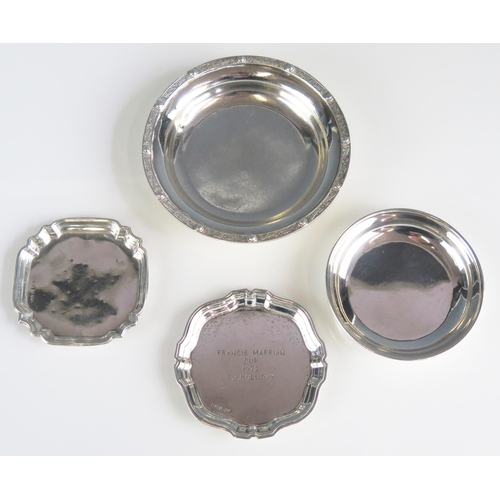 528 - A mixed collection of silver coasters, various makers and dates, 12cm, 9cm, 8cm and 7.5cm wide, tota... 