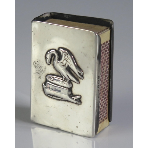 643 - A George V silver matchbox box holder, maker's mark worn, Birmingham, 1918, 24gms, 0.78ozs