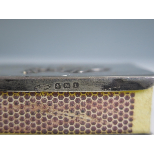 643 - A George V silver matchbox box holder, maker's mark worn, Birmingham, 1918, 24gms, 0.78ozs