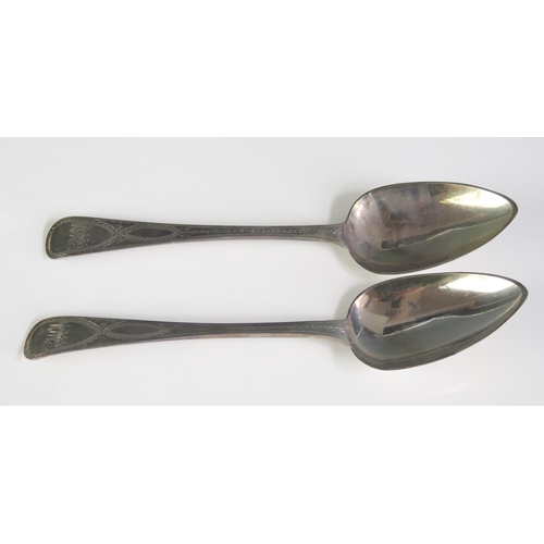 657 - A pair of continental silver Old English pattern tablespoons, makers mark GH below a  crown, monogra... 