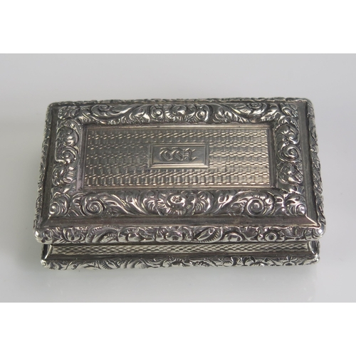 661 - A George IV silver snuff box, maker Joseph Willmore, Birmingham, 1824, initialled, of rectangular ou... 