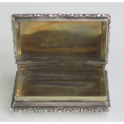 661 - A George IV silver snuff box, maker Joseph Willmore, Birmingham, 1824, initialled, of rectangular ou... 