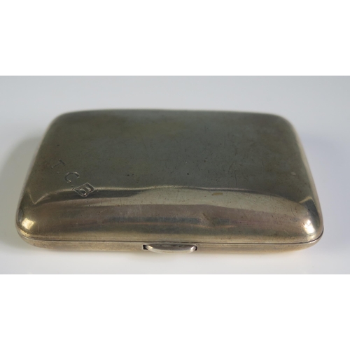 669 - A George V silver cigarette case, maker's mark worn, Birmingham, 1919, initialled, 9cm long, 105gms,... 