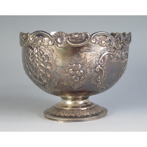 684 - An Edward VII silver rose bowl, maker  Martin, Hall & Co, Sheffield, 1902, of circular form with emb... 