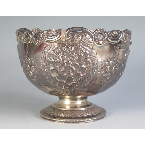 684 - An Edward VII silver rose bowl, maker  Martin, Hall & Co, Sheffield, 1902, of circular form with emb... 