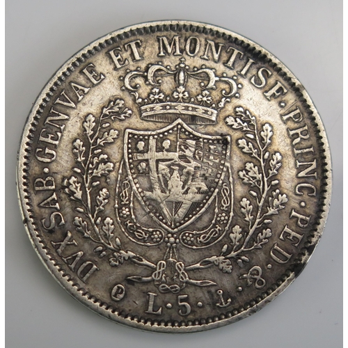 728 - Italian States 1829 Sardinian 5 Lira