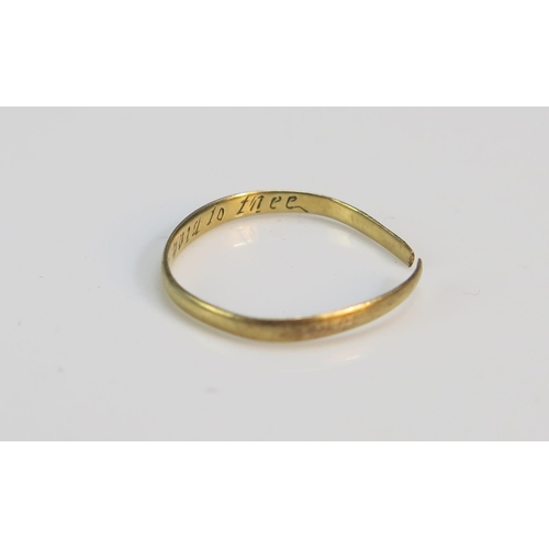 73 - An Antique Precious Yellow Metal Posy Ring engraved 