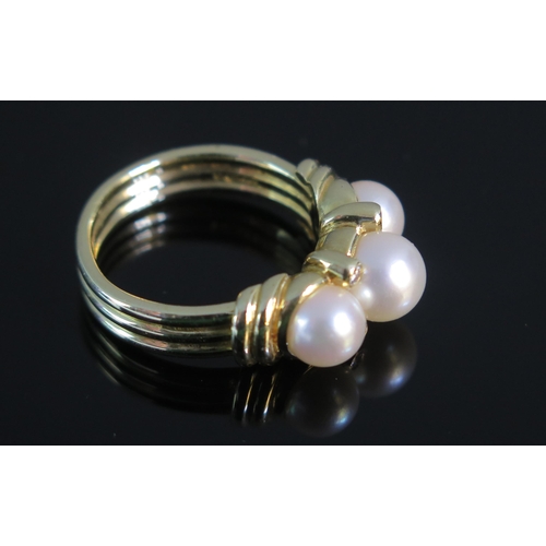 81 - An 18ct Gold, Pearl or Cultured Pearl and Diamond Ring, size O.5, London 1989, DAS, 9.5g