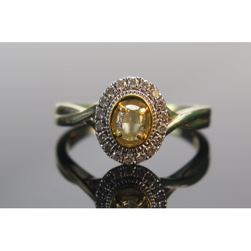 86 - A 14K Gold, Yellow and White Diamond Ring. 10.6x8.9mm head, size N.5, stamped 14K, 4.35g