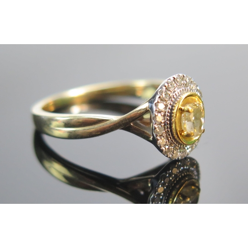 86 - A 14K Gold, Yellow and White Diamond Ring. 10.6x8.9mm head, size N.5, stamped 14K, 4.35g