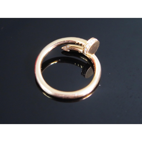 88 - A Cartier Juste Un Clou 18K Rose Gold and Diamond Nail Ring, size M.5, shank marked Cartier 59 FHX08... 