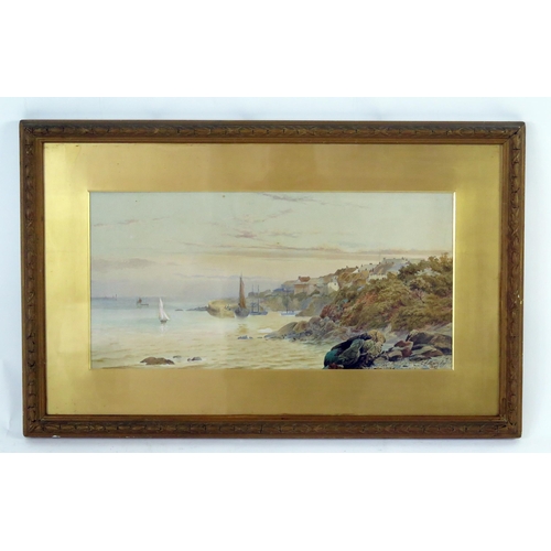 1485 - Alice Elfrida Manly 1880 (1846-1923), 'A Calm Evening' Coverack Cornwall, signed , dated and labelle... 