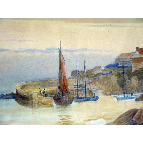 1485 - Alice Elfrida Manly 1880 (1846-1923), 'A Calm Evening' Coverack Cornwall, signed , dated and labelle... 