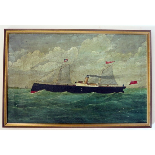 1486 - A 19th Century Naïve Ships Portrait of Annie, an early steam sailing ship, oil on canvas, 70x45cm