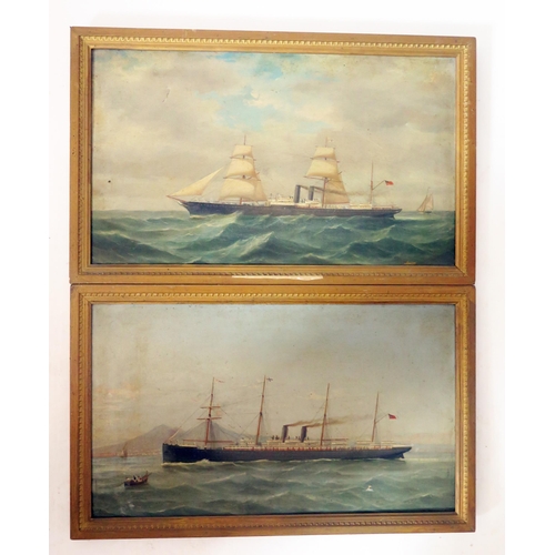 1490 - Of Australian Interest _ RMS Orizaba ship's portrait and another of a steam clipper, oil on canvas, ... 