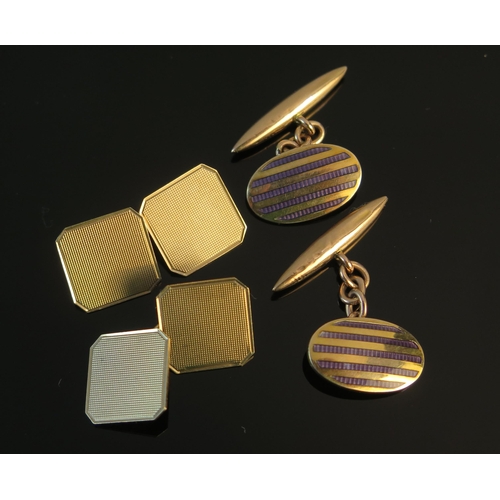 187 - Two Pairs of 9ct Gold Cufflinks, 9.23g