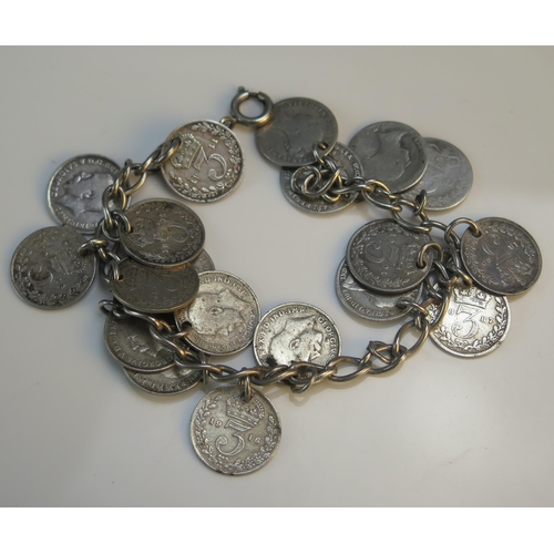 189 - A Silver 3d Coin Bracelet, 35.1g