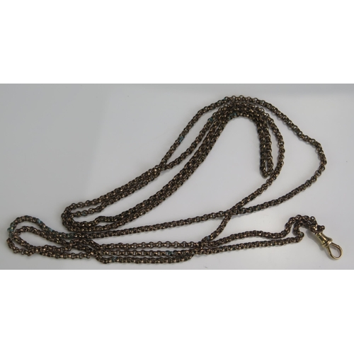 213 - A Gold Plated Faceted Guard Chain with a 9ct gold clasp, c. 2.2g weighable gold