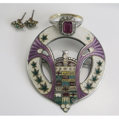 229 - A Canadian P.W. Ellis Sterling Silver and Enamel Armorial Brooch (43.3mm, 19.9g), a 9ct gold and sil... 