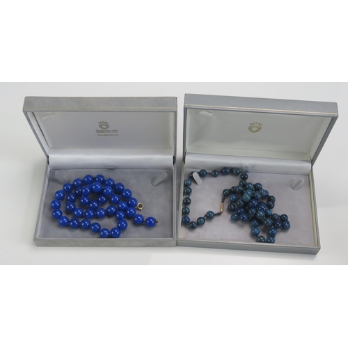 239 - Two Boxed Hardstone Bead Necklaces with 9ct gold clasps