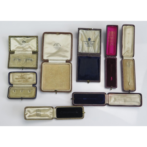 244 - Eight Vintage Jewellery Boxes, six named including Longman & Strongi'th'arm Ltd